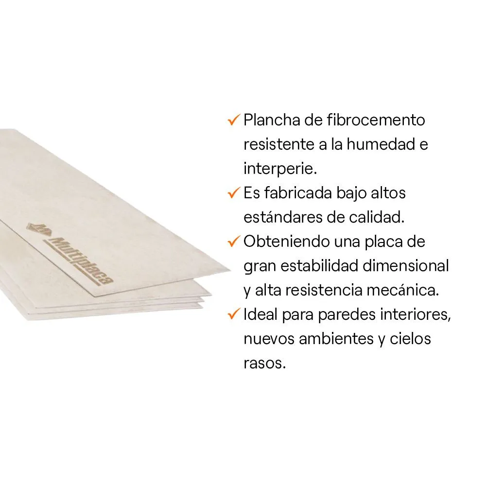 35411161-1200-auto Placa Fibrocemento Multiplaca 1.22 m x 2.44 m x 4 mm – Eternit - Imagen 2