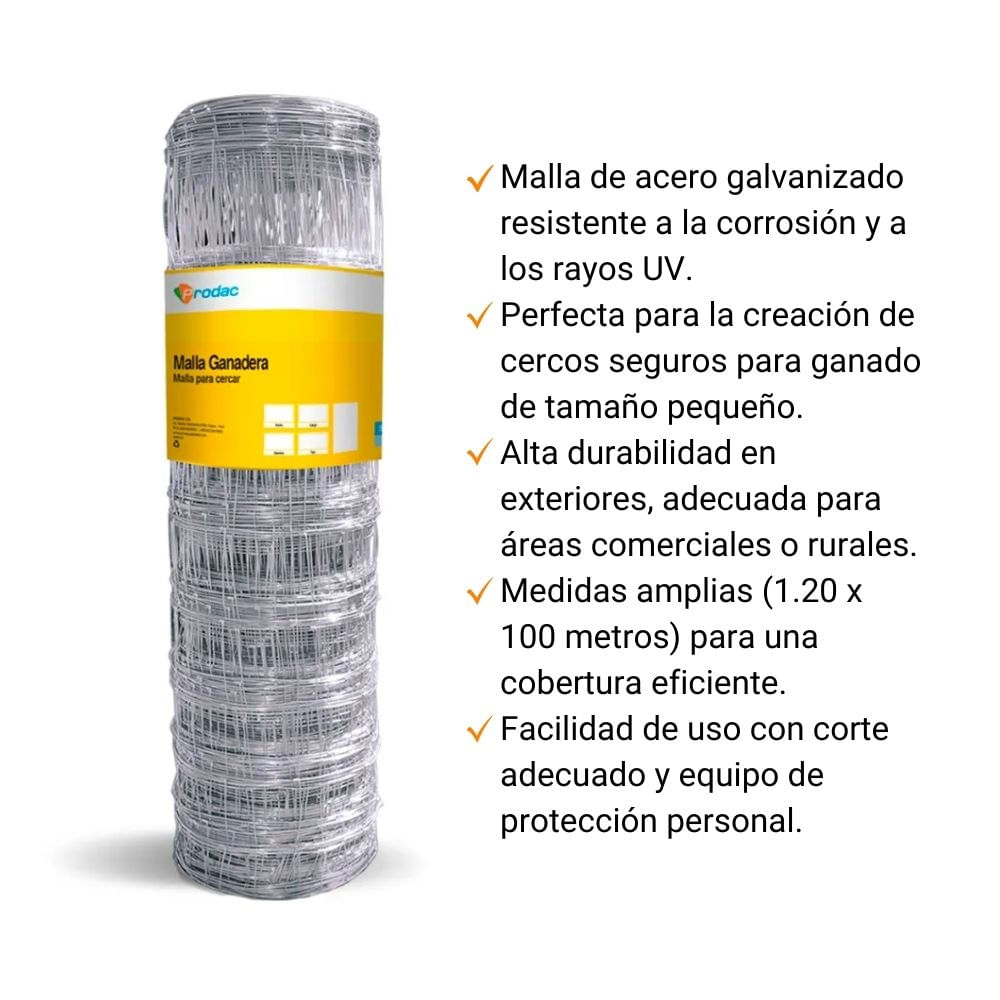 40240_0 Malla Ganadera 1.20 m x 100 m x 12 mm – Prodac - Imagen 2