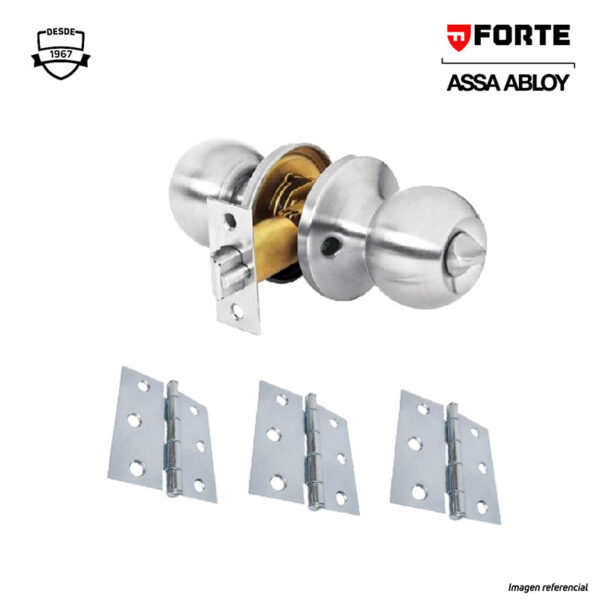 Chapa Bola Cerradura de Pomo con Bisagras 3x3 – Forte